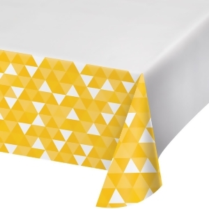 Club Pack of 12 Yellow and White Fractal School Bus Plastic Table Cover 16.2 - All