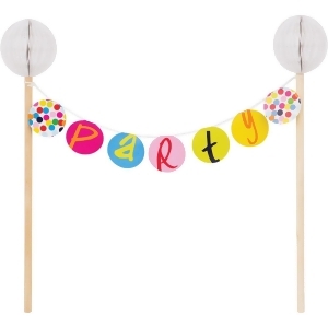 Club Pack of 12 Vibrantly Colored Birthday Dots Cake Banner Toppers 9 - All
