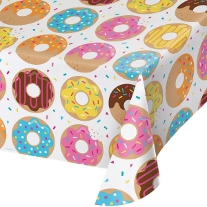Pack of 6 Vibrantly Colored Donut Time All Over Printed Plastic Table Cover 16.25 - All