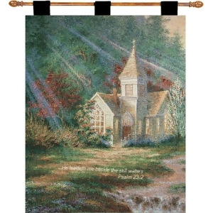 36 Green and Brown Inspirational Church Print with Bible Verse Tapestry Wall Hanging - All