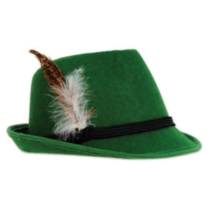 Pack of 6 Green Felt Oktoberfest Alpine Hats Costume Accessories - All