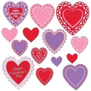 Club Pack of 168 Assorted Red Pink and Purple Valentine's Day Cutouts 12 - All