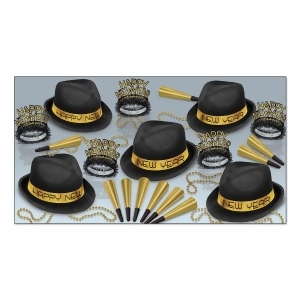 The Black and Gold Party Kit Assortment For 10 People for New Year's Eve - All