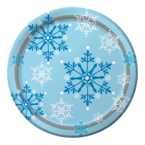 Club Pack of 96 Winter Snowflakes Swirl Ensemble Christmas Holiday Dinner Plates 9 - All