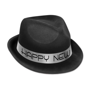 Club Pack of 25 Silver and Black Happy New Year Party Hi-Hats - All