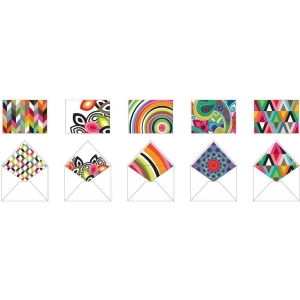 Club Pack of 60 Vibrantly Colored Multiple Pattern Decorative Stationery 6 - All