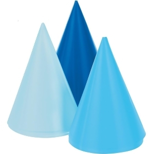 Club Pack of 48 Blue Fun and Festive Party Foil Cone Mini Hats 5.5 - All