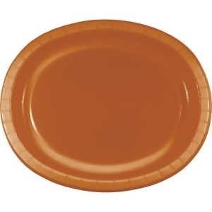 Club Pack of 96 Glittering Gold Pumpkin Spice Disposable Oval Paper Plates 12 - All