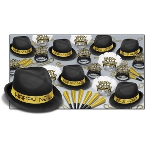 The Black and Gold Party Kit Assortment For 50 People for New Year's Eve - All