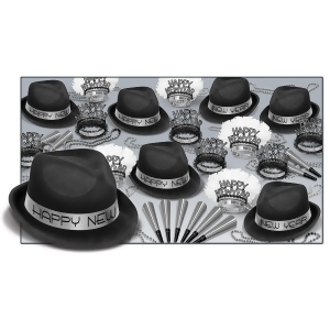 The Black and Silver Party Kit Assortment For 50 People for New Year's Eve - All