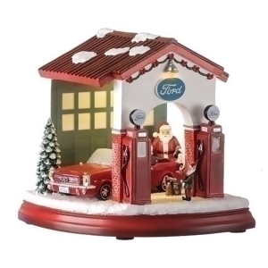 Set of 2 Musical Led Ford Garage with Santa Elf and 1964 Mustang Figurine 7 - All