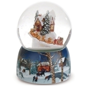 Set of 2 Musical Village with Rotating Santa in Sleigh Christmas Glitter Dome 6.75 - All