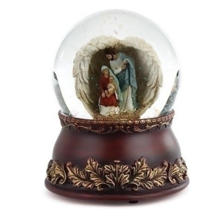 Set of 2 Musical Religious Holy Family in Wings Christmas Glitter Dome 6.75 - All