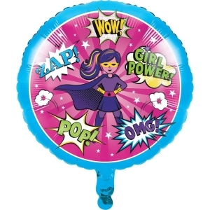 Club Pack of 10 Pink and Blue Girl Superhero Metallic Balloon 7.8 - All