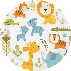 Club Pack of 96 Vibrantly Colored Happy Jungle Dinner Plates 8.8 - All