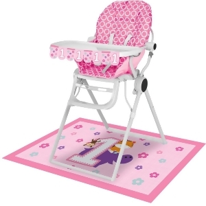 Pack of 6 Pink and white One is Fun Girl Happy 1st Birthday High Chair Decorating Kits - All