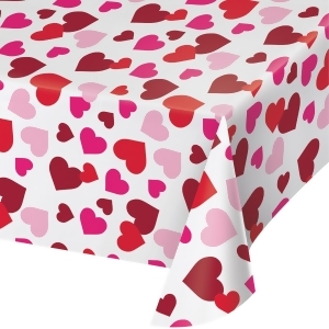 Club Pack of 12 White and Red Happy Heart Valentine Decorative Plastic Table Cover 102 - All