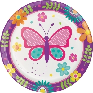 Club Pack of 96 Garden Butterfly and Spring Flowers Luncheon Party Plates 7 - All