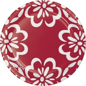Club Pack of 120 Red and White Floral Party Luncheon Plates 6.75 - All