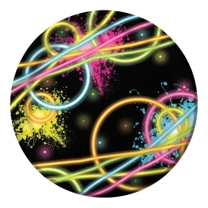 Club Pack of 96 Neon Galaxy Glow Party Disposable Luncheon Party Plates 7 - All