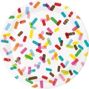 Club Pack of 120 Large Rainbow Sprinkles Round Luncheon Party Plates 7 - All