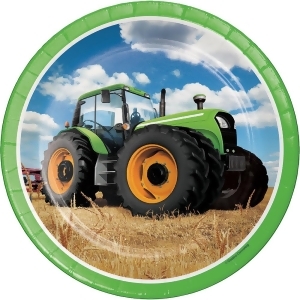 Club Pack of 96 Green Farmers Tractor Truck Dinner Party Plates 9 - All