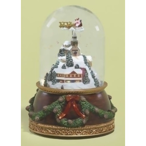 Set of 2 Musical Santa Claus Flying Over Town Rotating Christmas Glitterdome 7.5 - All