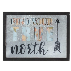 Set of 2 Galvanized Metal Find Your True North World Map Framed Wall Art 22.5 - All