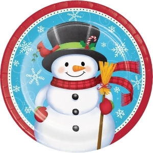 Club Pack of 96 White Black and Blue Snowman/Penguin Printed Dinner Plates 8.87 - All