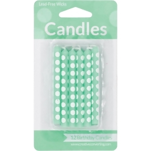 Club Pack of 72 Fresh Mint Green Polka Dots Decorative Party Candles 4.5 - All