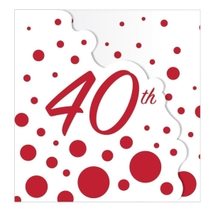 Club Pack of 48 Red and White 40th Anniversary or Birthday Party Invitations 4.5 - All