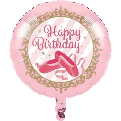 Club Pack of 10 Pink and White “Happy Birthday” Girl Metallic Party Balloons 8” 