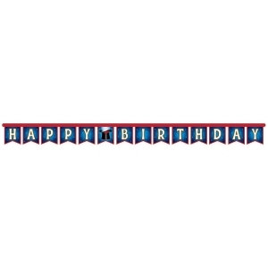 Club Pack of 12 Blue and Red Happy Birthday Decorative Jointed Party Banner 10.5 - All