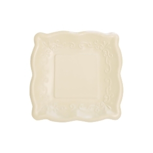 Club Pack of 48 Cream Embossed Scroll Design Square Dinner Party Plates 10 - All