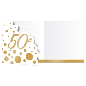 Club Pack of 48 Golden and White Sparkle 50th Anniversary Decorative Party Banners 7.5 - All