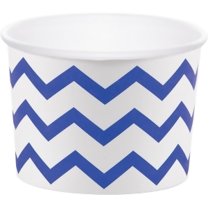 Club Pack of 72 Blue and White Chevron Pattern Decorative Treat Cups 8.5 - All