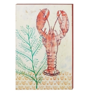 Set of 2 Orange and Ivory Distressed Finish Lobster Wooden Wall Art 20.1 - All