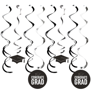 Club Pack of 96 Black Grad Printed Hanging party Dizzy Danglers 10.25 - All