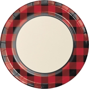 Club Pack Of 96 Dark Red And Black Disposable Buffalo Plaid Dinner Plates 8.8 - All