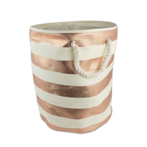 14 Metallic Rose Gold and White Striped Storage Bag - All