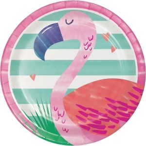 Club Pack of 96 Pink Sleeping Flamingo Luncheon Party Plates 7 - All