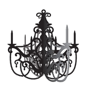 Club Pack of 12 Black and Gray Antique Style Chandelier Cutout Decorations 17 - All