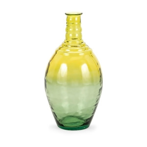 24 Green and Yellow Over-sized Wide Transparent Glass Tapered Wave Neck Vase - All