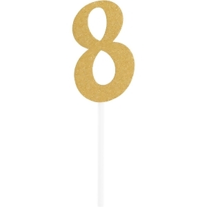 Club Pack of 12 Glittered Gold Party '8' Cake Dessert Toppers 7 - All