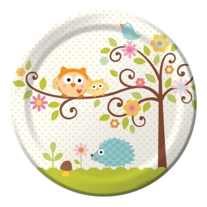Club Pack of 96 Happi Tree Owl and Friends Dinner Party Plates 9 - All