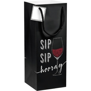 Club Pack of 12 Black and Red Sip Sip Hooray Wine Gift Bags with Tag 13 - All