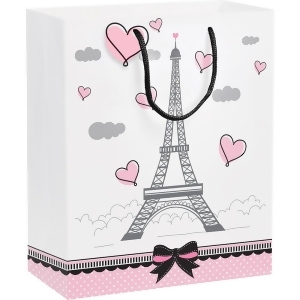 Club Pack of 12 Light Pink and Medium Gray Party in Paris Gift Bags 12.5 - All