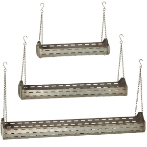 Set of 3 Antique Styled Iron Hanging Galvanized Slot Planter with Hanger 40 - All