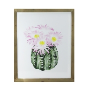 24 Pink and Yellow Cactus Decorative Wooden Framed Print Wall Art - All
