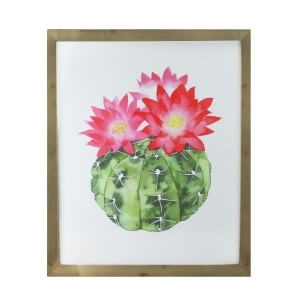 24 Green and Pink Cactus Decorative Wooden Framed Print Wall Art - All